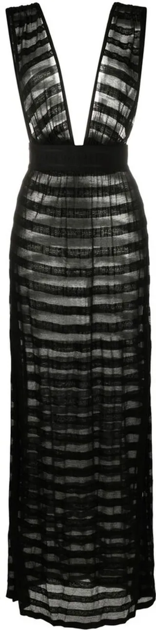 stripe-print V-neck dress