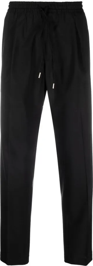 Elasticated-Wist Straight-Leg Trousers