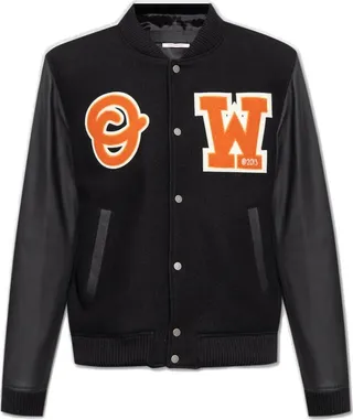 Off-White Buttoned Long-Sleeved Bomber Jacket