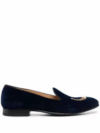 Nick embroidered velvet slippers