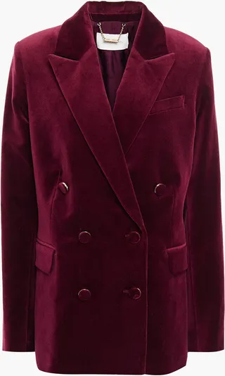 Double-breasted cotton-velvet blazer