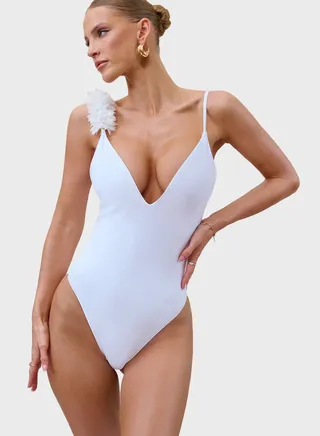 Flower Trim Swimsuit