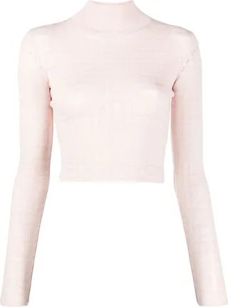 Jacquard-Logo Turtle Neck Top