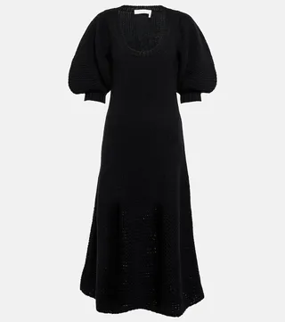 Wool and cashmere knit midi dress