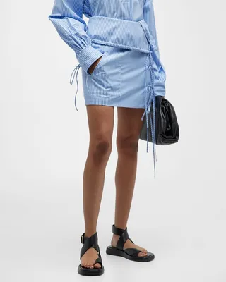 Hilaree Striped Foldover Side-Ties Mini Skirt