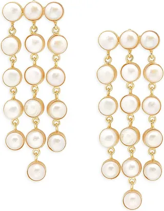 Nai 14K Goldplated & 10MM Round Freshwater Pearl Drop Earrings