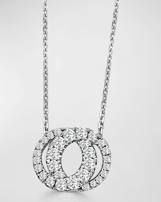18K White Gold Small Love Halo All Diamond Hidden Bale Pendant Necklace