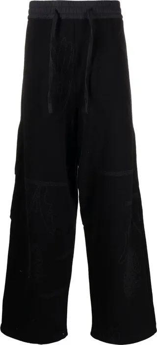 Wide-Leg Jacquard Track Pants