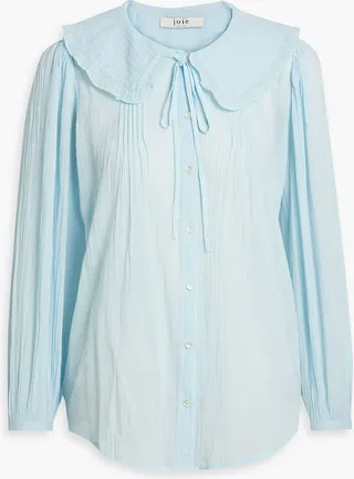 Pintucked cotton blouse