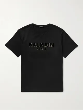 Logo-Flocked Cotton-Jersey T-Shirt