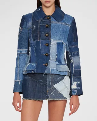 Patchwork Denim Top Coat
