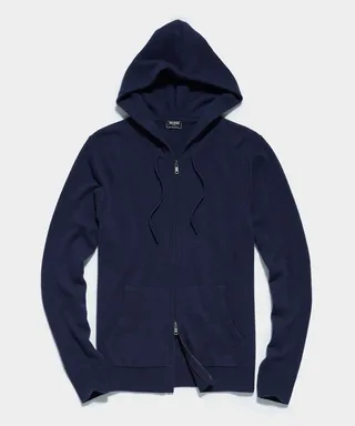 Cashmere Full Zip Hoodie in Navy