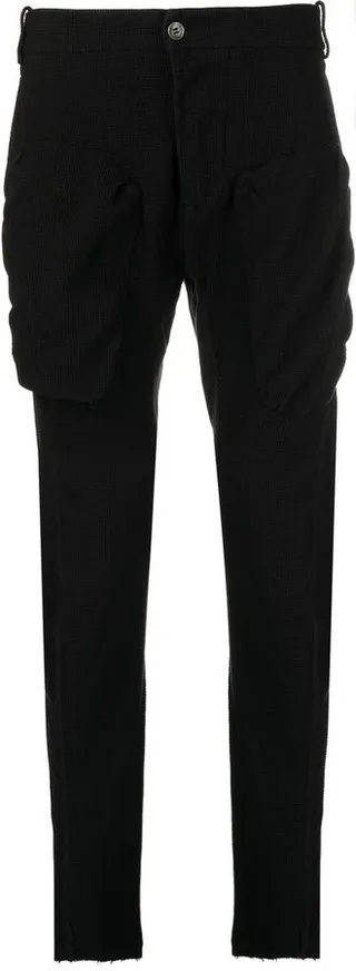 Waffle-Effect Cotton Slim Trousers