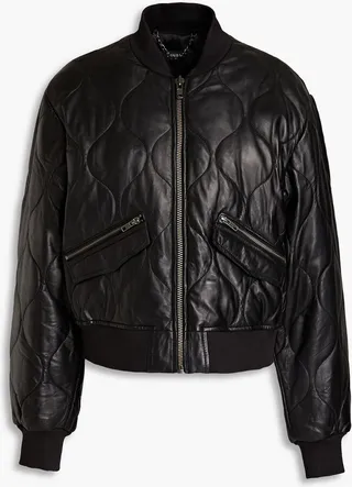 Quilted leather bomber jacket