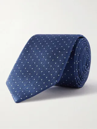7cm Pin-Dot Silk-Faille Tie