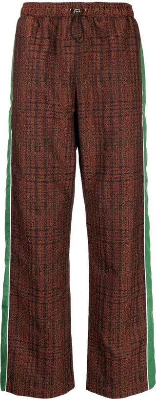 Check-Pattern Straight-Leg Trousers