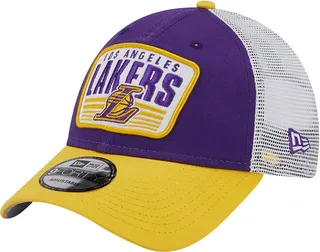 Men's New Era Purple Los Angeles Lakers Two-Tone Patch 9FORTY Trucker Snapback Hat