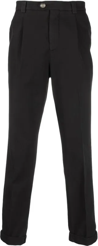 Black Cropped Cotton Trousers