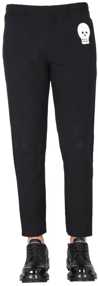 Alexander McQueen Skull Embroidered Straight-Leg Pants