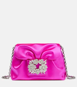 Bouquet embellished satin shoulder bag