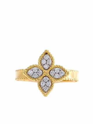 18kt yellow gold Princess Flower diamond ring