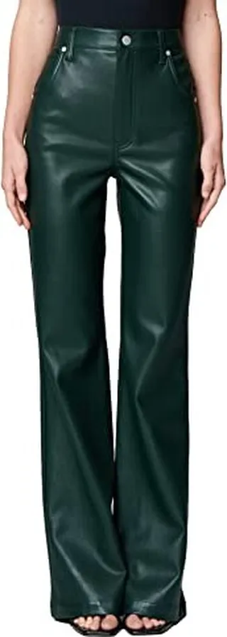 [BLANKNYC] Womens Luxury Clothing Vegan Leather High Rise Wide Leg Pant