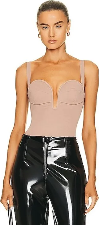 ALAÏA Cup Angie Bodysuit in Nude