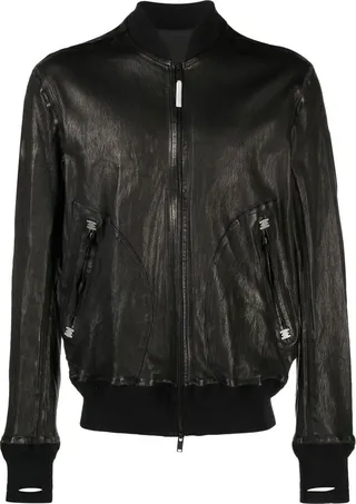 Zip-Detail Leather Jacket