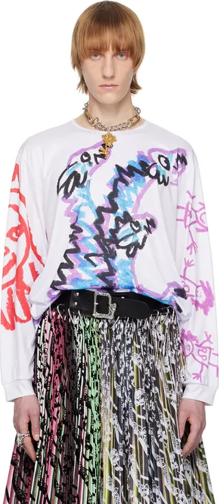 Chopova Lowena White Oversized Monster Long Sleeve T-Shirt