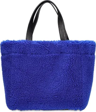 Small faux shearling teddy shopping bag