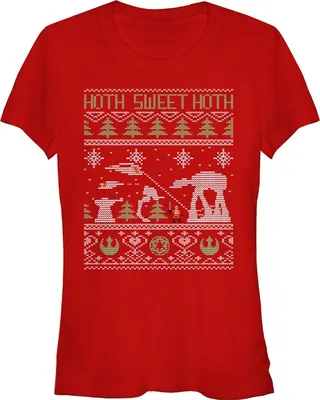 Junior's Star Wars Ugly Christmas Hoth Sweet Hoth T-Shirt - Red - Large
