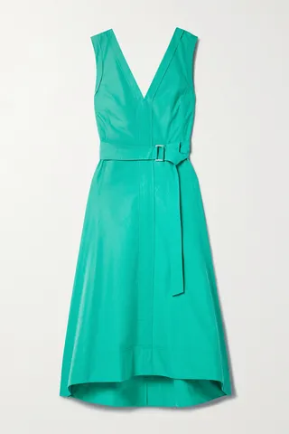 3.1 Phillip Lim - Belted Wrap-effect Cotton-blend Poplin Midi Dress - Green