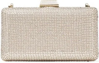 Clemmie Honey Gold Suede Clutch Bag with Crystals