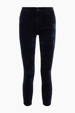 Alana cropped cotton-blend crushed-velvet skinny pants