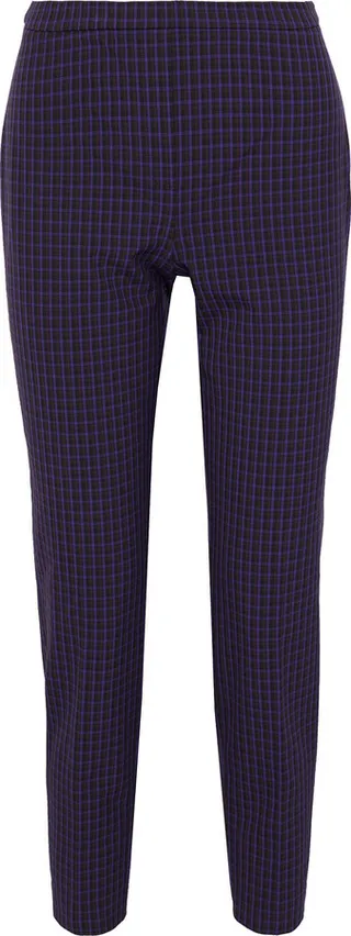 Marcia cropped checked twill slim-leg pants