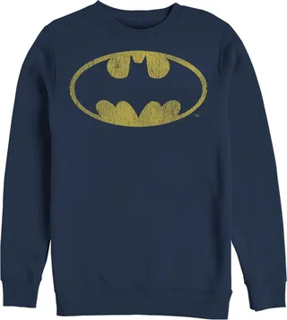Men's Batman Logo Retro Caped Crusader Sweatshirt - Navy Blue - 3X Large