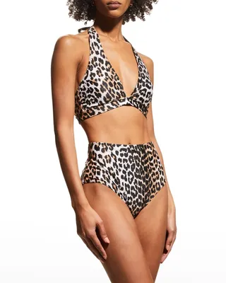 Core Leopard Halter Bikini Top