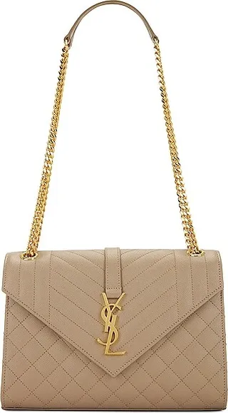 Saint Laurent Medium Envelope Bag in Tan