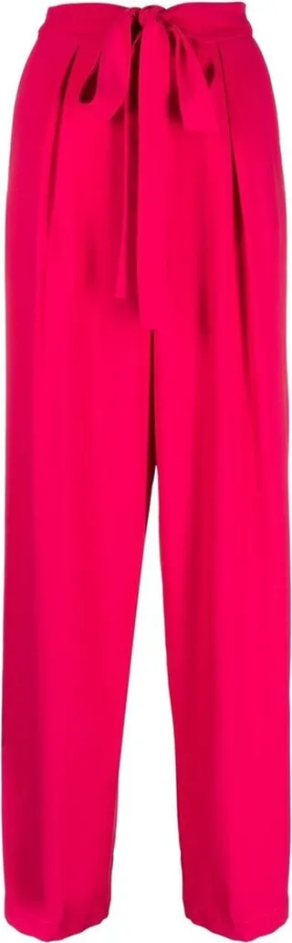 Tied-Waist Straight-Leg Trousers