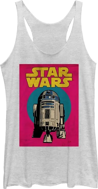 Women's Star Wars R2-D2 Trading Card Racerback Tank Top - White Heather - Medium