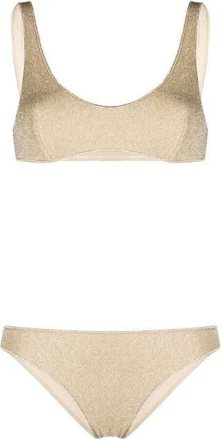 Metallic-Thread Scoop Bikini