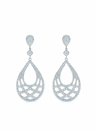 18kt white gold Jacquard Diamond teardrop earrings