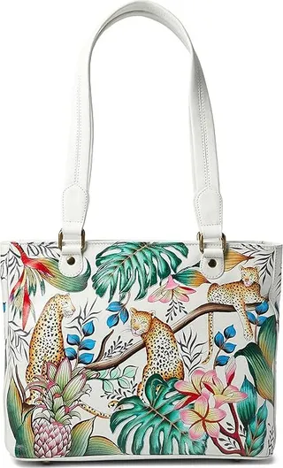 Anuschka Medium Shopper 677 (Jungle Queen Ivory) Handbags