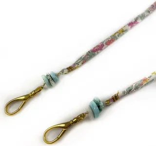 Ariana Ost Mask Chain - Liberty Floral Fabric and Larimar Healing Crystal