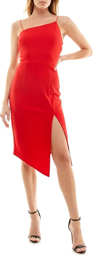 Asymmetric Scuba Crepe Sheath Dress