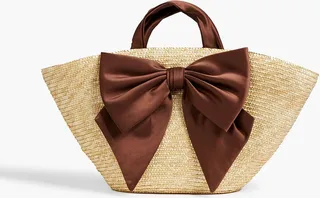 Carlotta bow-embellished straw tote