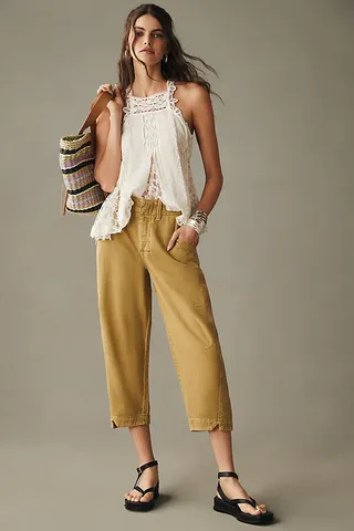 Pilcro Tapered Crop Chino Pants Green