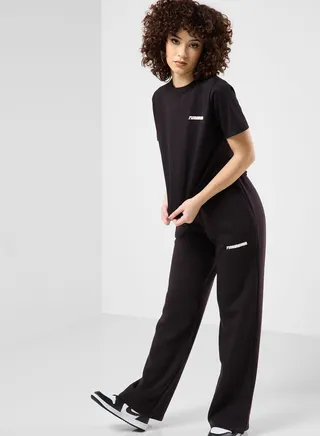 Racer Printed Wide Leg Joggers