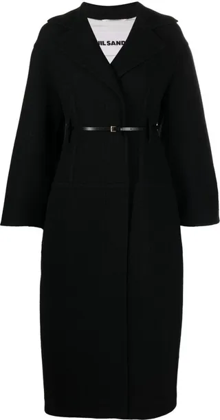 Black Belted Virgin Wool Coat