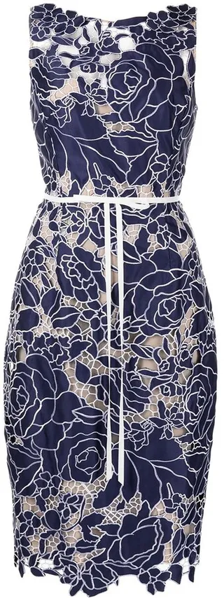 Semi-Sheer Floral-Lace Midi Dress